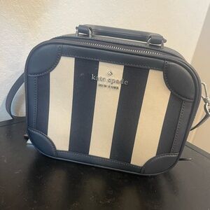Kate Spade Black and Cream Striped Crossbody Bag